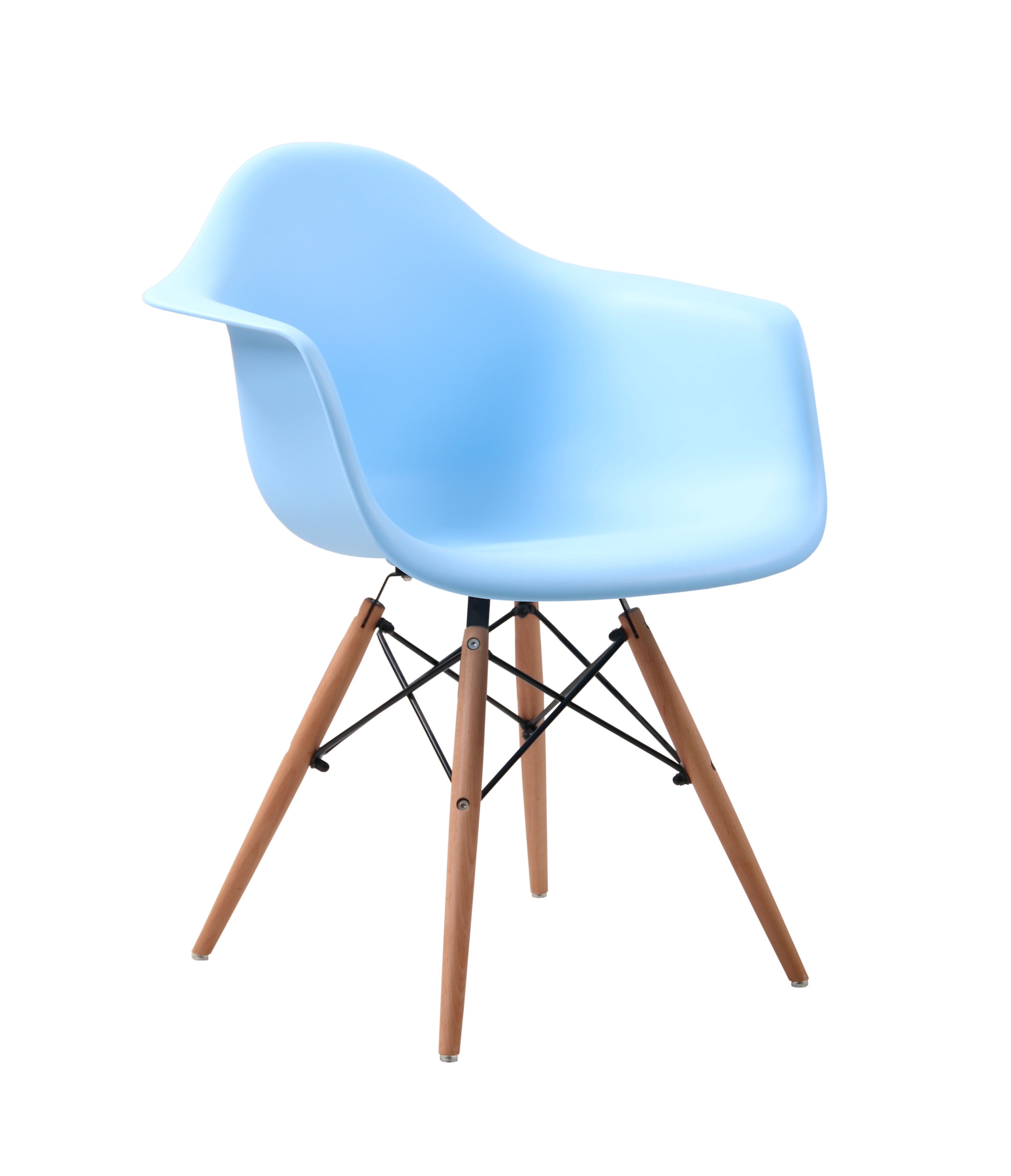 Стул-кресло Eames голубой, каркас деревянный