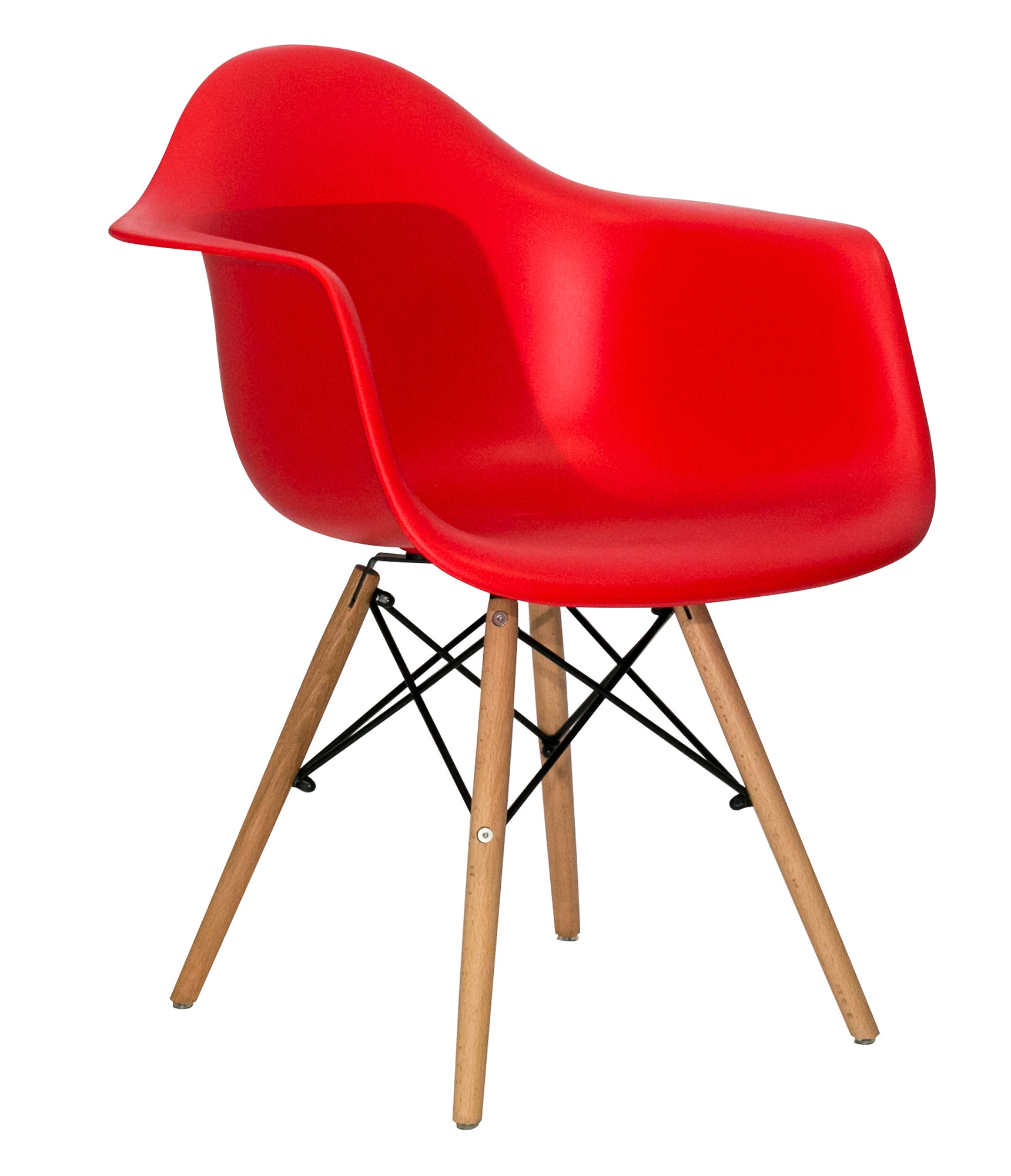 Стул-кресло Eames красный, каркас деревянный