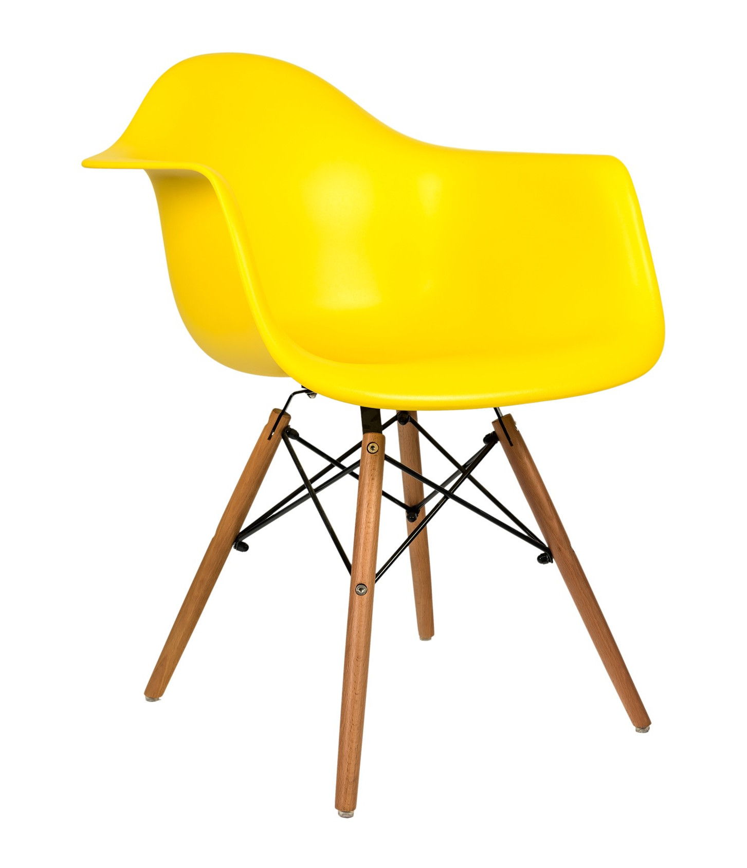 Стул-кресло Eames желтый, каркас деревянный