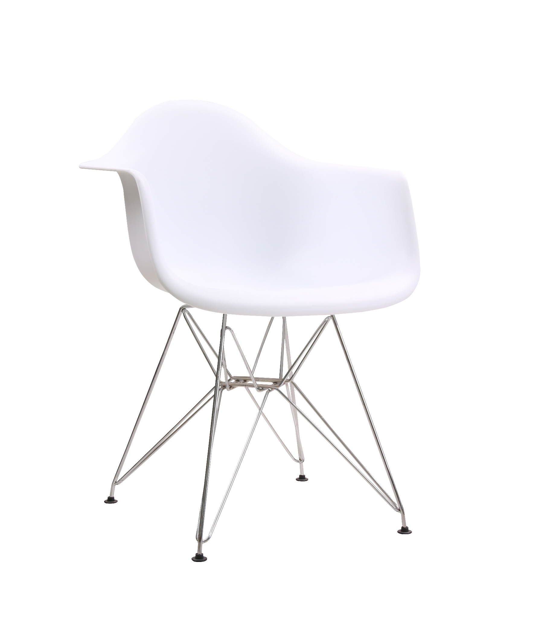 Стул-кресло Eames белый, каркас металлический