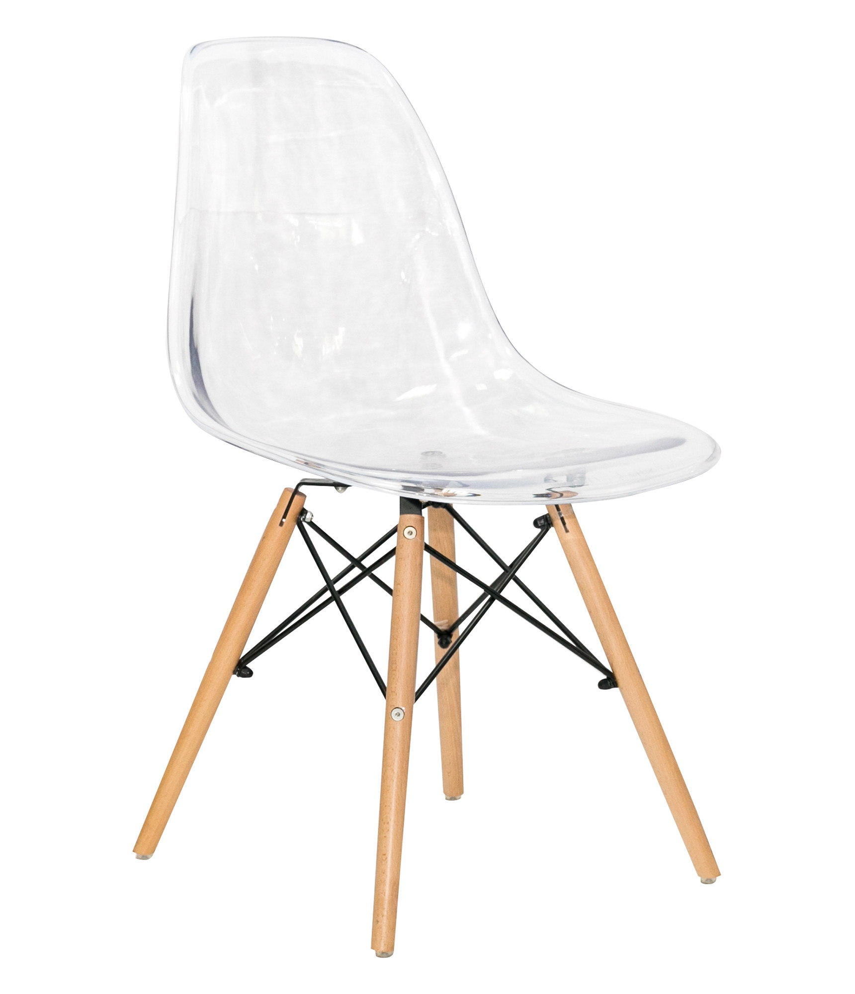 Стул-кресло Eames DSW прозрачный, ножки дерево
