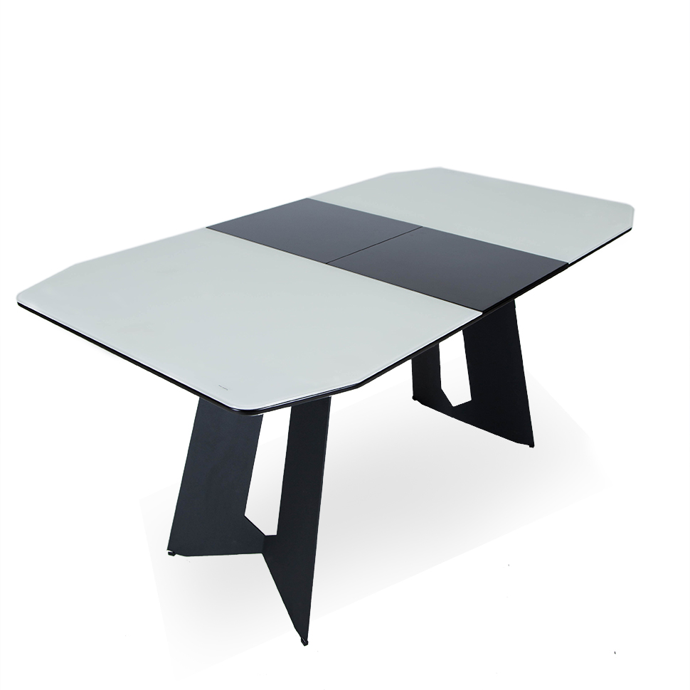 Стол обеденный Йоркшир SH-195 BLACK/WHITE МДФ+стекло(матовое) 120(160)*85*76 
