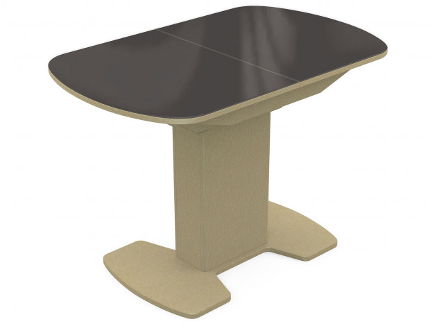 Обеденный стол Корсика коричневое стекло/дуб выбеленный лдсп